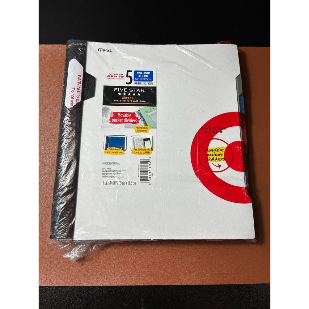 Mead FIVE STAR Advance 5-Subject Notebook College Ruled 200 Sheets Lot of 2